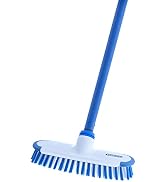 Superio Deck Scrub Brush with Long Handle 48 Inches, Heavy Duty Stiff Bristles Grout Scrubber wit...