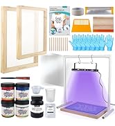 Ecoofor 47PCS All-in-One Screen Printing Kit with 50W UV Exposure Lamp, 2 Sizes Wood Screen Print...