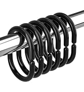 Amazer Black Shower Curtain Hooks Rings, 24 Pcs Plastic Shower Curtain Rings, Plastic Shower Curt...