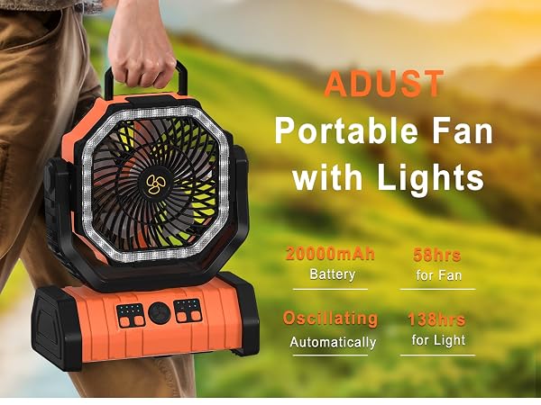 ADUST portable rechargeable camping fan