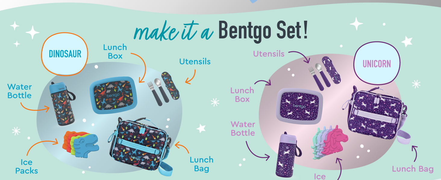 bentgo set, bentgo bundles, stainless steel kids products, kids lunch set, stainless steel lunch set