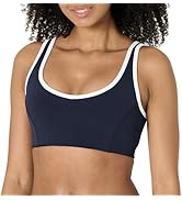 Essentials Women's Active FormFlex Buttery Soft Light Support V-Neck Sports Bra with Contr...