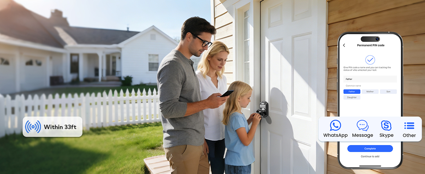 Permanent code give family continuous access with a secure, key-free code for daily convenience