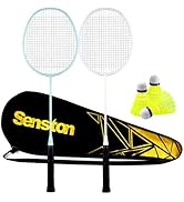 Senston Professional Badminton Rackets Set of 4 - Carbon Fiber, 6 Shuttlecocks, 4 Grips & Bag for...