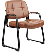 CLATINA Big & Tall 400 lb Waiting Room Chairs with Padded Armrests and Sled Base, Leather Station...