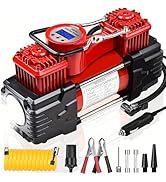 MESHUBA Dual Cylinder Tire Inflator Air Compressor, 150 PSI 12V DC Portable Air Pump with Digital...