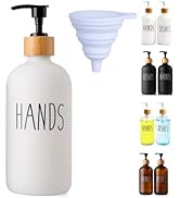 LOOCHICA White Glass Soap Dispenser Bottle for Hands. Hand Soap Dispenser for Bathroom, Hands Gla...