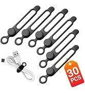 30 Pcs Silicone Cable Ties, Reusable Data Cable Organizer Wire Organizers for Office, Multipurpos...