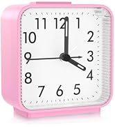 JXTZ Analog Alarm Clock, Bedside Clocks Battery Powered, Silent Non Ticking Travel Clock with Nig...