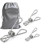40 Pack Clothes Pins Heavy Duty, Metal Clothespins Assorted Size Include Extra Large, 304 Stainle...