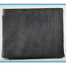 Dark charcoal gray woven fabric swatch displayed against light blue background, showing textile weave pattern and texture.