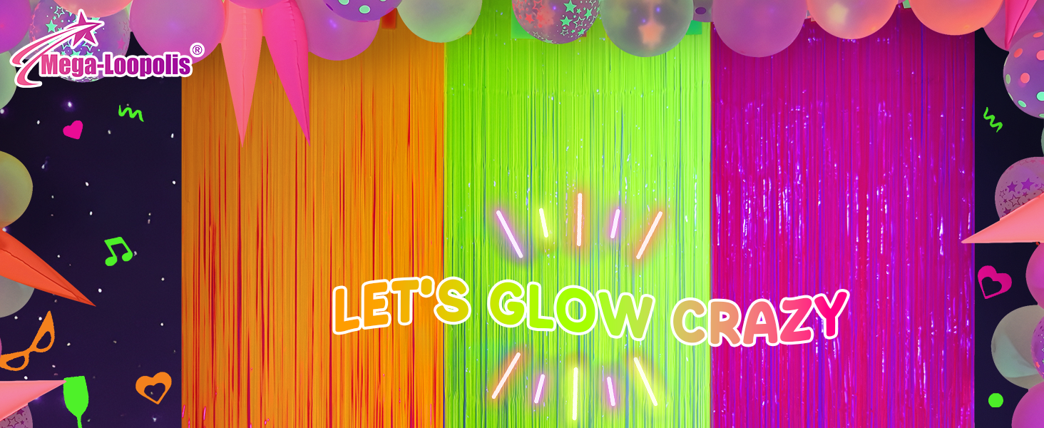 Fluorescent Rose, Fluorescent Yellow, Fluorescent Orange Party Decorations