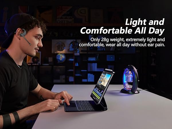 BANIGIPA Bluetooth 5.4 Headsets with Microphone Noise Cancelling Open Ear Headphones for Calling