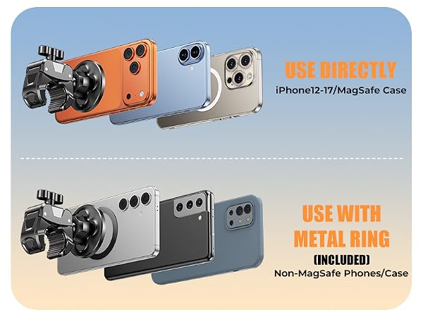 this phone holder perfectly compatible with iPhone 12-17 series and MagSafe-compatible cases.