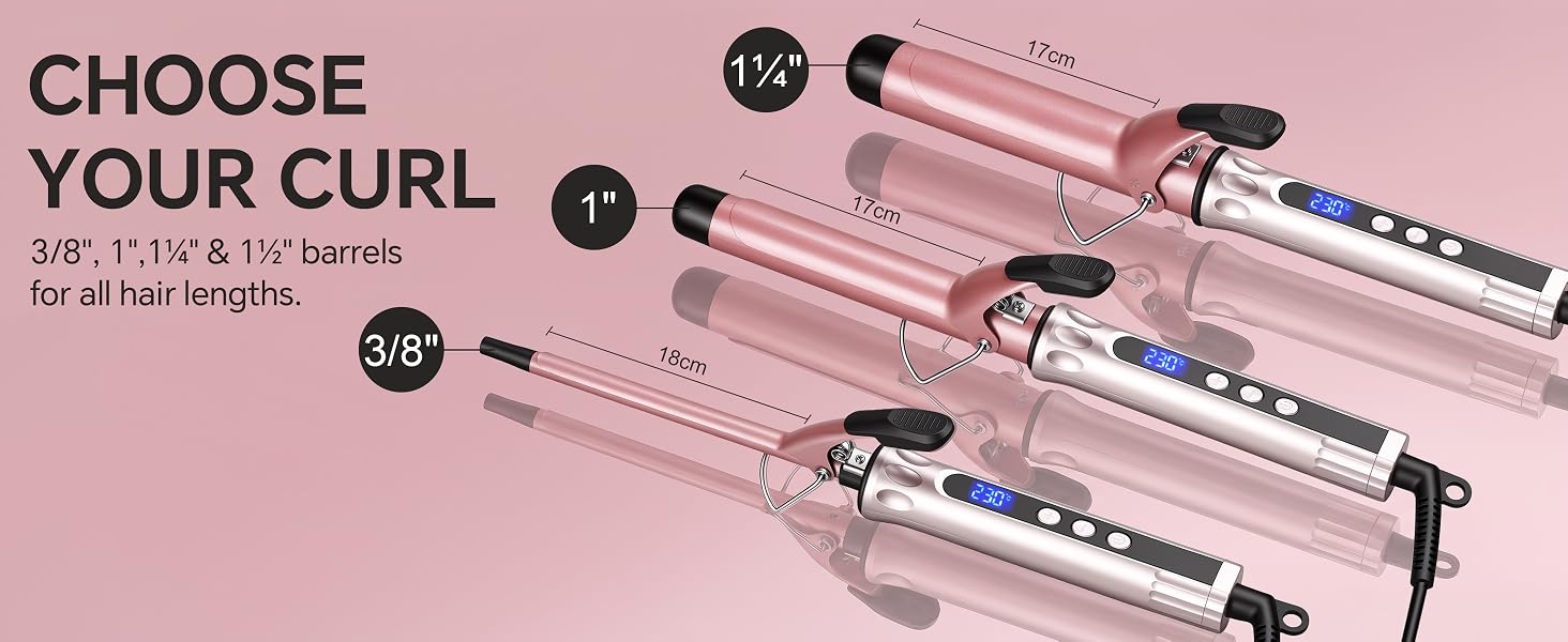 Curling Wand 25mm Hair Curler, Curling Tongs with Clamp