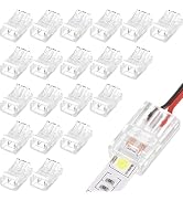 Flutesan 20 Pcs 2 Pin 8 mm LED Strip Connector RGB Lights Waterproof Adapter 22 Awg Wires Connect...