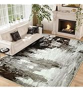 ULTSOFE 5x7 Washable Area Rugs for Living Room, Brown Abstract Non-Slip Backing Throw Dining Room...