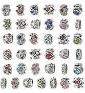 TOAOB 30pcs Assorted Rhinestone European Antique Silver Plating Silver Lampwork Charming Beads In...