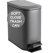 Homie Soft Close, Slim Trash Can 6 Liter / 1.6 Gallon with Anti - Bag Slip Liner and Lid, Use as ...
