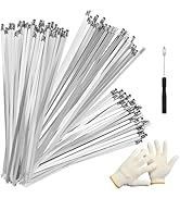 OneLeaf 102pcs Metal Zip Ties Heavy Duty, Steel Zip Ties Outdoor with 7.9" +9.8" +11.8", Multi-Pu...