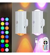 LED Wireless Wall Sconce with Remote, 16 Colors Changing, Motion Sensor Light Indoor, Dimmable, 1...