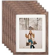 TOFOREVO 8x10 Picture Frames Set of 6 Rustic Wood Grain Photo Frame for Gallery Wall Mounting or ...