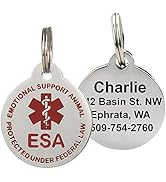 GoTags Personalized Emotional Support Animal (ESA) and Service Dog & Cat ID Tag, Stainless Steel,...