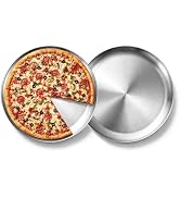 E-far 13.5” Stainless Steel Pizza Pan for Oven, Pizza Baking Tray Set of 2 | Metal Pizza Plate, H...
