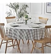 maxmill Round Checkered Tablecloth Spillproof Wrinkle Free Heavy Weight Gingham Table Cloth for C...