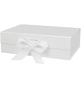 DaiUni 10.5"X7.5"X3.1" White Magnetic Gift Box with Lid and Ribbon for Presents