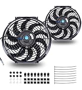 FGJQEFG 12 Inch Universal Slim Fan Push Pull Electric Radiator 12V 80W High Performance Cooling F...