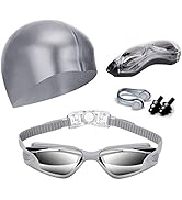 Hurdilen Swim Goggles Swimming Goggles No Leaking with Nose Clip, Earplugs, Swim Cap and Case for...