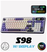RK ROYAL KLUDGE S98 Mechanical Keyboard w/Smart Display & Knob, Top Mount 96% Wireless Mechanical...