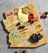 colorful arizona map artwork on state cutting board serving charcuterie cheese fruit and crackers