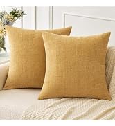 MIULEE Pack of 2 Fall Couch Throw Pillow Covers 18x18 Inch Soft Gold Chenille Pillow Covers for S...