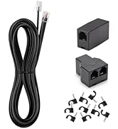 Menewstart Long Telephone Extension Cord 25 FT, Black, Phone Cable Line Wire with Standard RJ11 P...