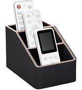 Rose Gold Edge Inlaid Leather Desktop Organizer, Remote Control Holder,Nightstand Remote Caddy, M...