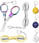 6 Pack Foldable Scissors with Tape Measure & Keychain - Nurse, Badge, Mini, Travel Scissor, Home,...