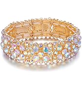 EVER FAITH Women's Round Austrian Crystal Elegant Bridal Stretch Bracelet