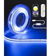 MIWISE 5V USB RGB COB LED Strip Light,9.84ft/3m Tape Lights,RF & App Control,Music Sync,Ultra Bri...