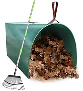 Joyhalo 65 Inch Rake for Leaves with 40 Gallon Dustpan-Typ Leaf Bags, 25 Tines Metal Leaf Rake Se...
