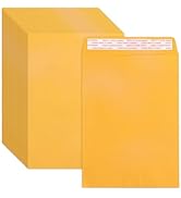 Geofun 7.5 x 10.5 inch Manila Catalog Envelopes with Peel & Seal Closure 100 Pack, Open End Yello...
