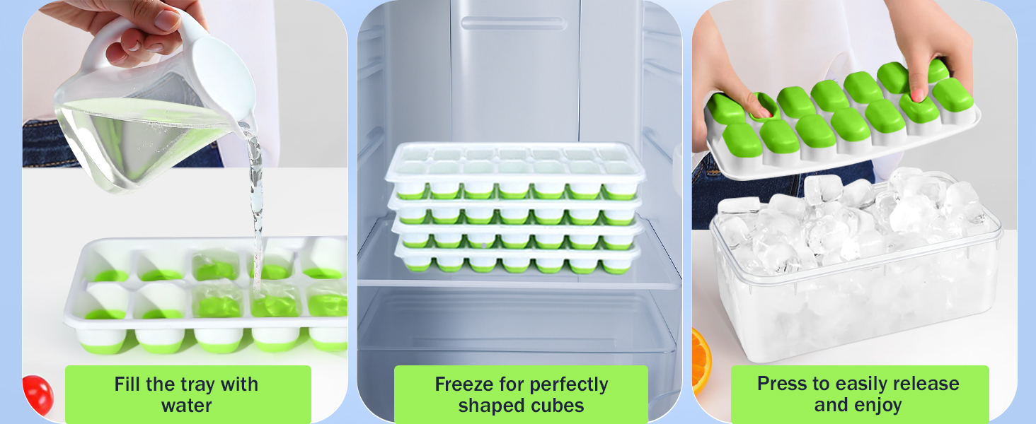 Ice Cube Tray For Freezer Mold Silicone Plastic Nugget Lid Bin Whiskey Cocktail Drink Kit Bucket
