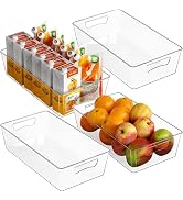 Simple Houseware 4 Pcs Kitchen Clear Bin Storage Organizer, 15" x 8" x 3.75"