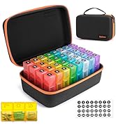 Bjabtan Monthly Pill Organizer 3 Times a Day, Small 30 Day Month Pill Box Organizer with Travel C...