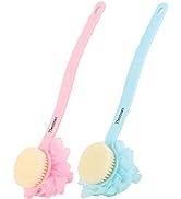 Tbestmax Loofah Back Scrubber Long Handle Shower Body Brush with Soft Mesh Sponge for Women Skin ...