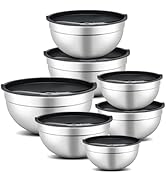 hunnycook 7 Piece Mixing Bowl Set, Mixing Bowls with Lid, Stainless Steel Mixing Bowls for Baking...