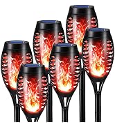 Toodour Solar Torch Flame Lights, 6 Pack Solar Halloween Lights Outdoor | with Flickering Flame, ...