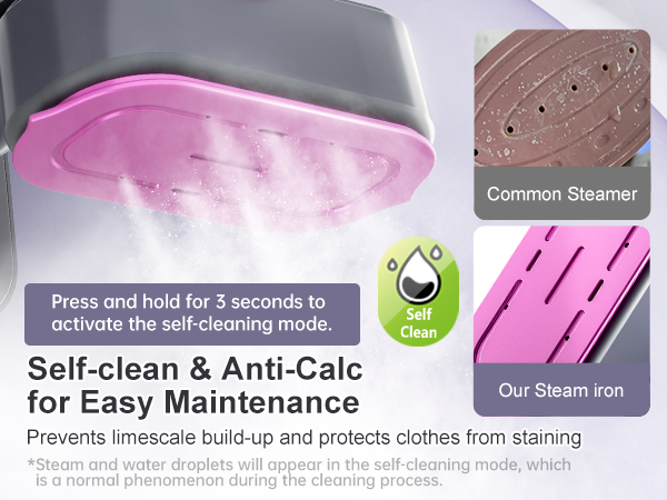 Self cleaning mode of the hanging iron machine