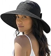 AlturaGo Sun Visor Hat for Women Wide Brim Ponytail Straw Hat UV UPF Summer Beach Vacation Packab...